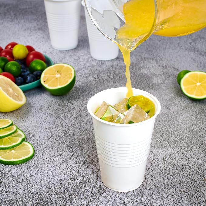 Lilymicky 500 Pack 7 oz White Plastic Cups, Disposable Drinking Cups | Non-slip - Image 2