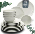 24 Piece Stoneware Dinnerware Set by PURELIVING