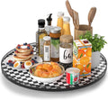 AMH 21-Inch Black and White Checkerboard Lazy Susan Decorative Tray | Smooth by AMH