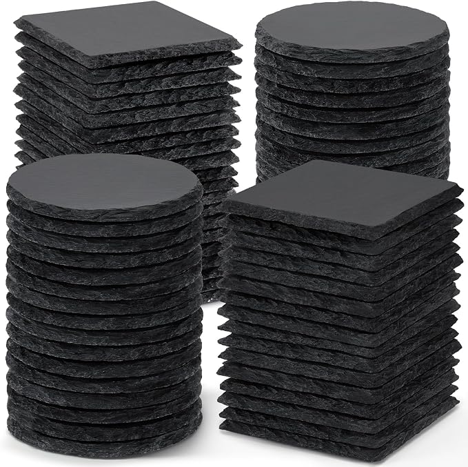 72 PCS Black Slate Stone Coasters by MAPRIAL