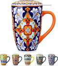 vancasso Ceramic Tea Mug with Infuser and Lid, 18 Ounce Bohemian Loose Leaf Cup by vancasso