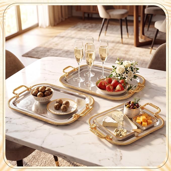 3 Pack Metal Serving Trays - Image 5