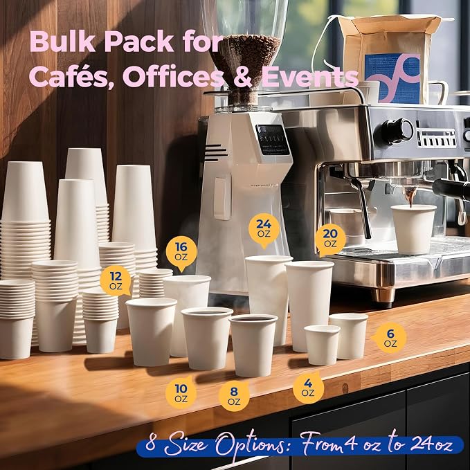 Fit Meal Prep 100 Pack 16 oz Disposable Paper Coffee Cups, Premium Hot Cups - Image 6