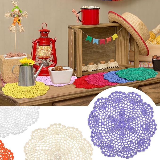 10 Pcs 8 Inch Cute Crochet Doilies Crochet Flower Coasters Handmade Cotton - Image 7