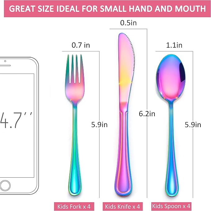 LIANYU 15-Piece Rainbow Kids Silverware Set, Toddler Utensil Flatware Set | - Image 7