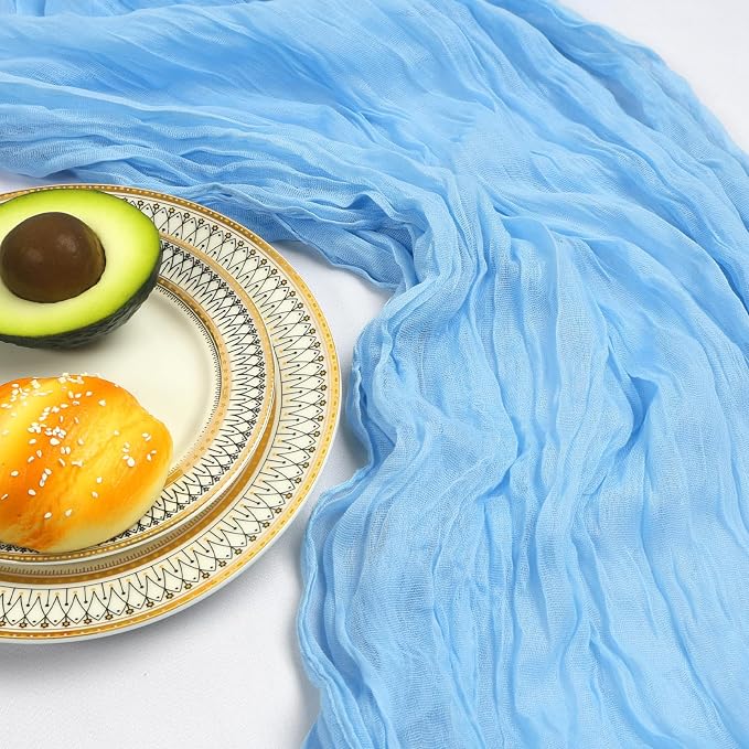 12 Pack 10Ft Baby Blue Cheesecloth Table Runner 23 x 120 Inch | Gauze Rustic - Image 5