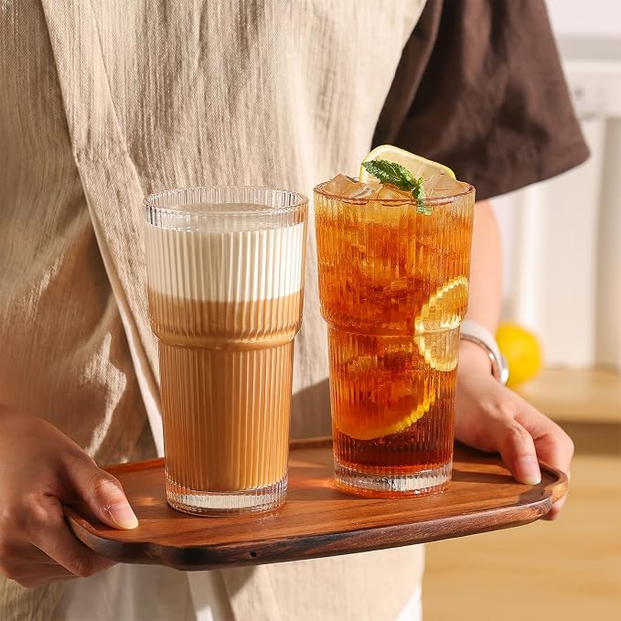 Ribbed Glass Tumbler Drinking Glasses - Image 5