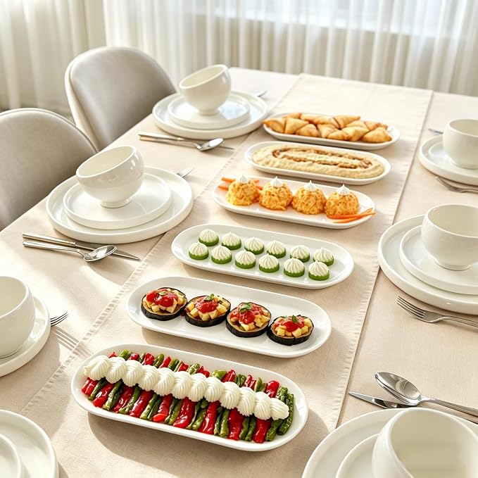 Ceramic Oval Serving Platters Set of 4, 13 Inch Long Serving Trays - Image 6