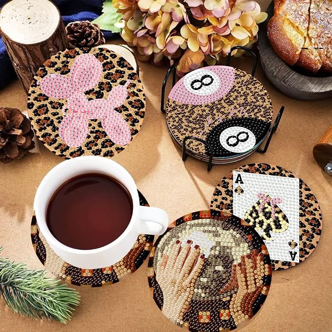 8 Pack Leopard Diamond Art Coasters Kits- Diamond Painting Coasters Kits | - Image 2