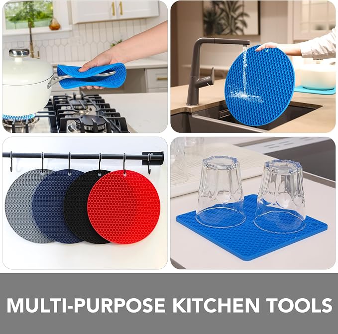 4 Pack Silicone Trivet for Hot Dishes | Heat Resistant Silicone Pot Holders for - Image 4