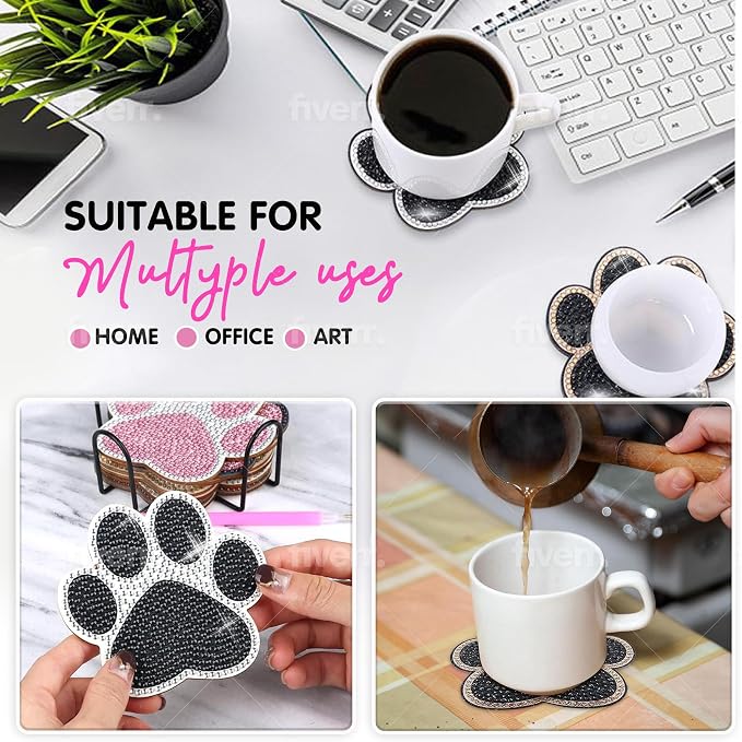 10 pcs Diamond Painting Coasters | Diamond Art Coasters | Dog Paw Diamond Art - Image 6