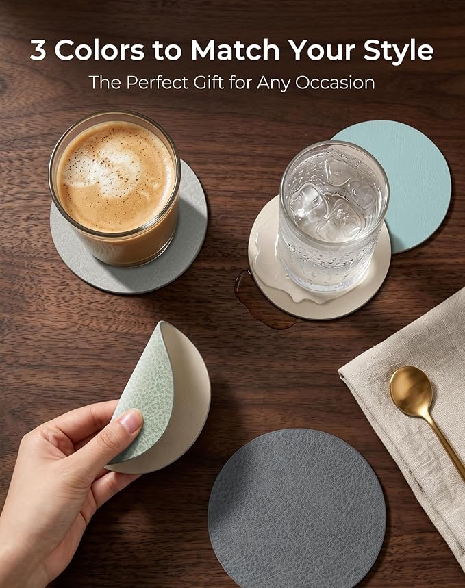 Leetaltree Reversible Leather Coasters Set of 18 - Image 6