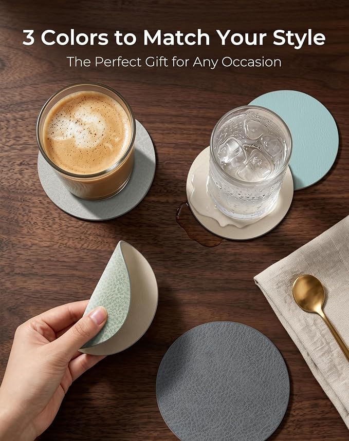 Leetaltree Reversible Leather Coasters Set of 12 - Image 6