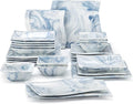 MALACASA Plates and Bowls Sets, 26 Piece Blue Dinnerware Sets by MALACASA