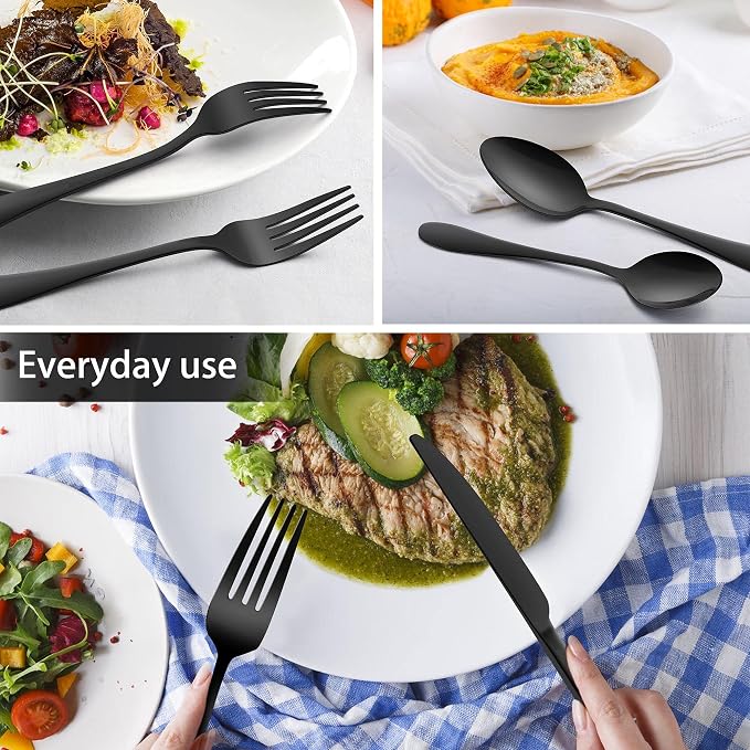 LIANYU 36-Piece Black Flatware Set - Image 7