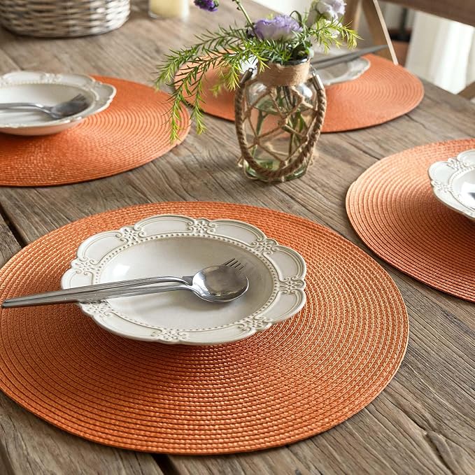 FunWheat Round Braided Placemats Set of 4 Table Mats - Image 4