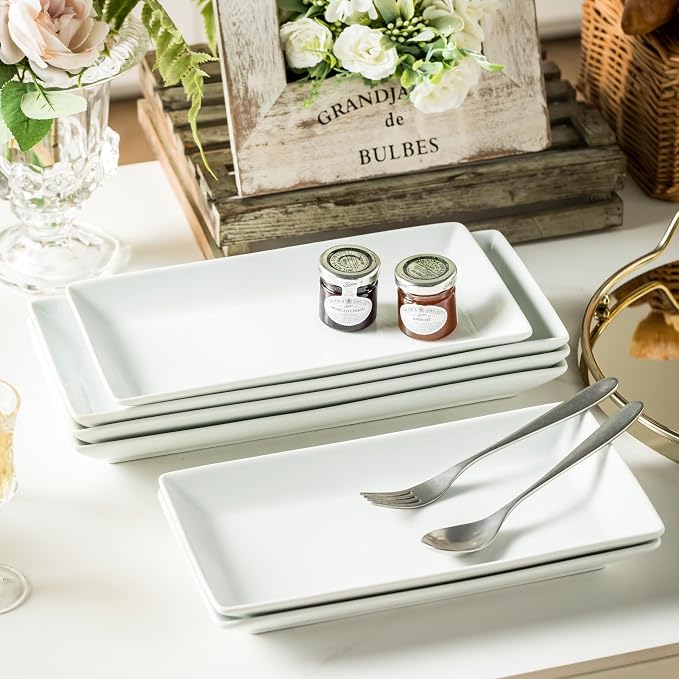 YHOSSEUN Porcelain Serving Platters and Trays, 12 In White Serving Plates | Set - Image 7