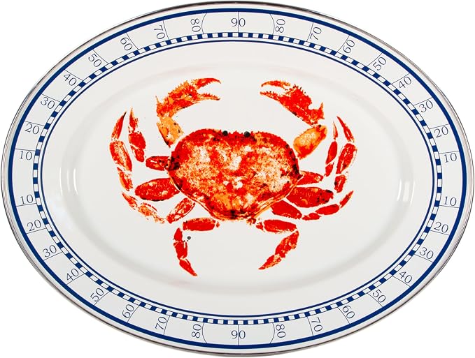 Golden Rabbit Enamelware Oval Platter, 12 x 16in, Crab House | 12 x 16in by GoldenRabbitEnamelware