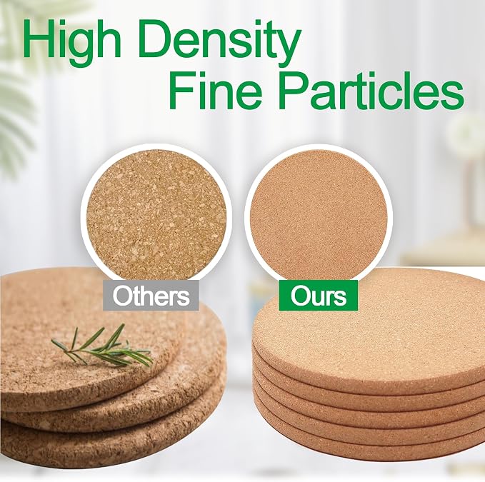 Cork Trivet, 4 Pack High Density Thick Cork Coasters Set - Image 4