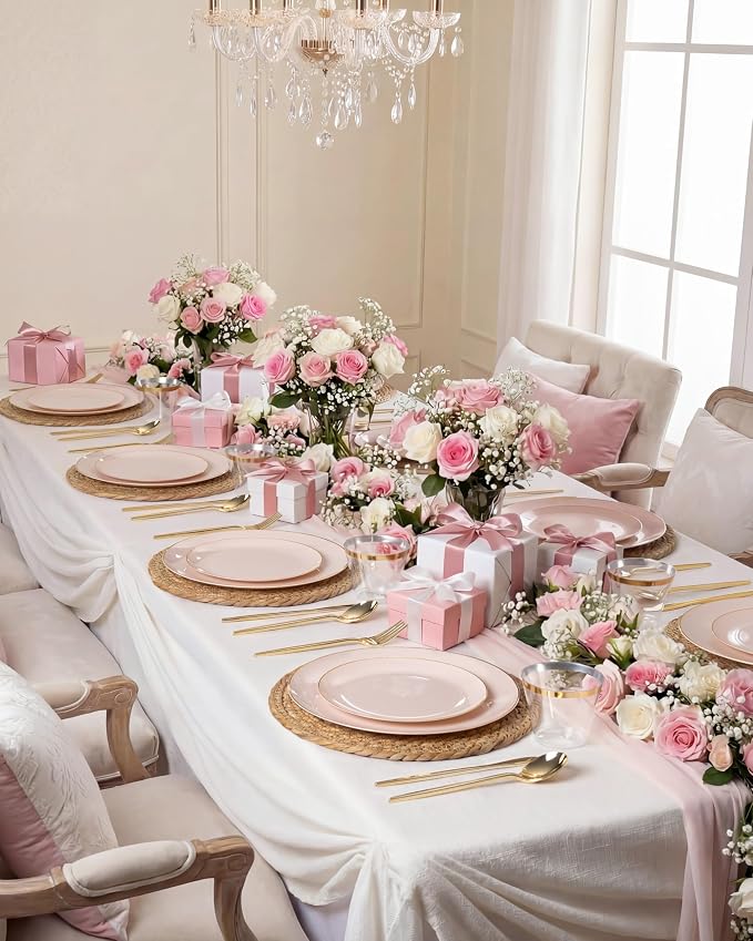 bUCLA 150PCS Pink Plastic Plates - Image 7