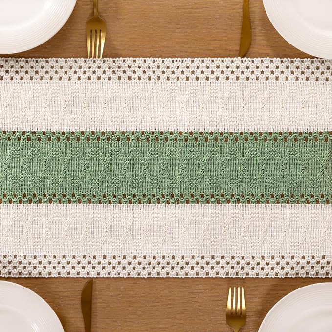 Boho Table Runner Summer Farmhouse Rustic Dining Dresser Scarf Home Decor | - Image 2