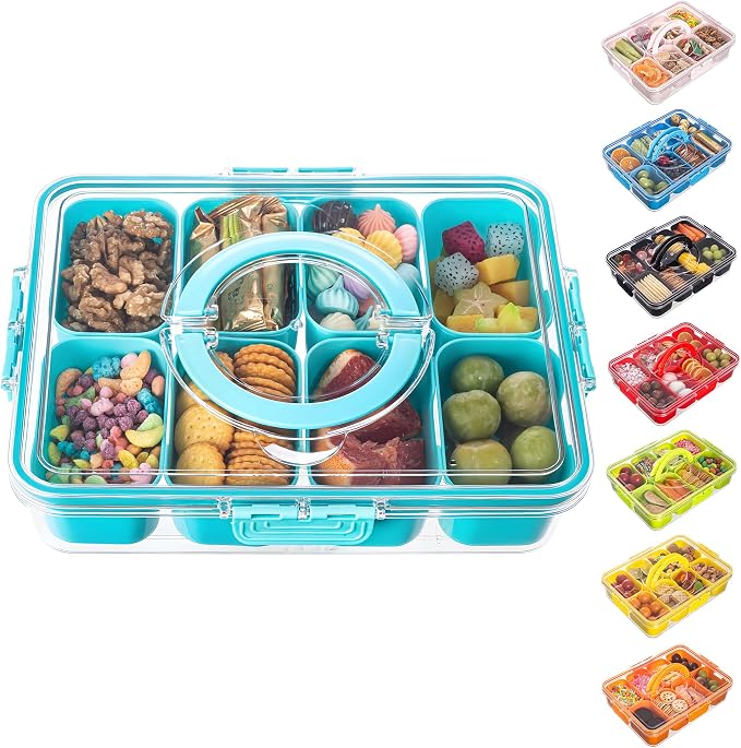 Divided Serving Tray with Lid and Handle by Dingerjar