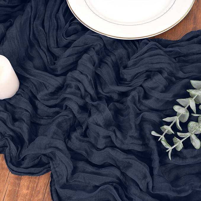 Pesonlook Cheesecloth Table Runner Navy Blue, 10 Pack 17.7x108 inch, Long | - Image 9