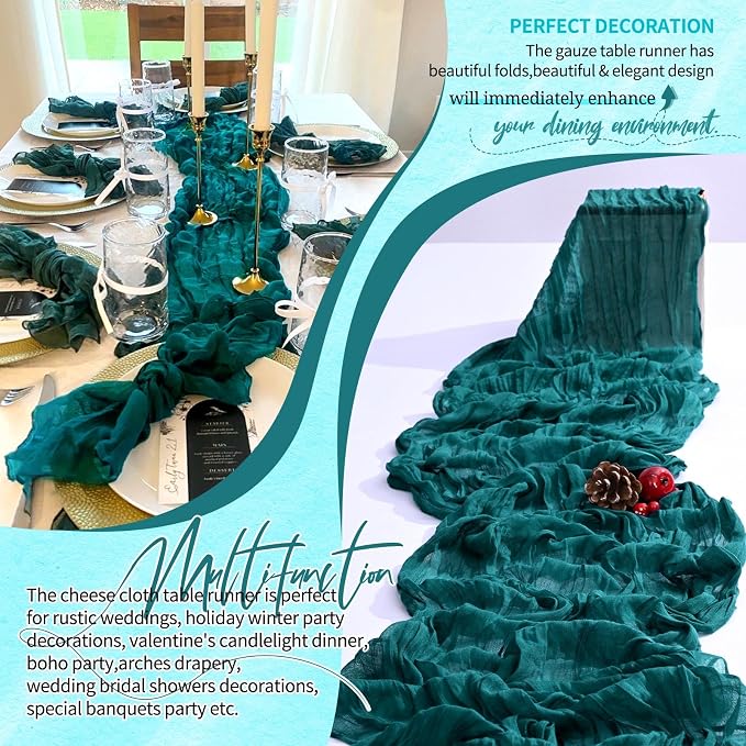 18 Pack Cheesecloth Table Runner 10FT Teal Table Runner Boho Gauze Cheese Cloth - Image 6
