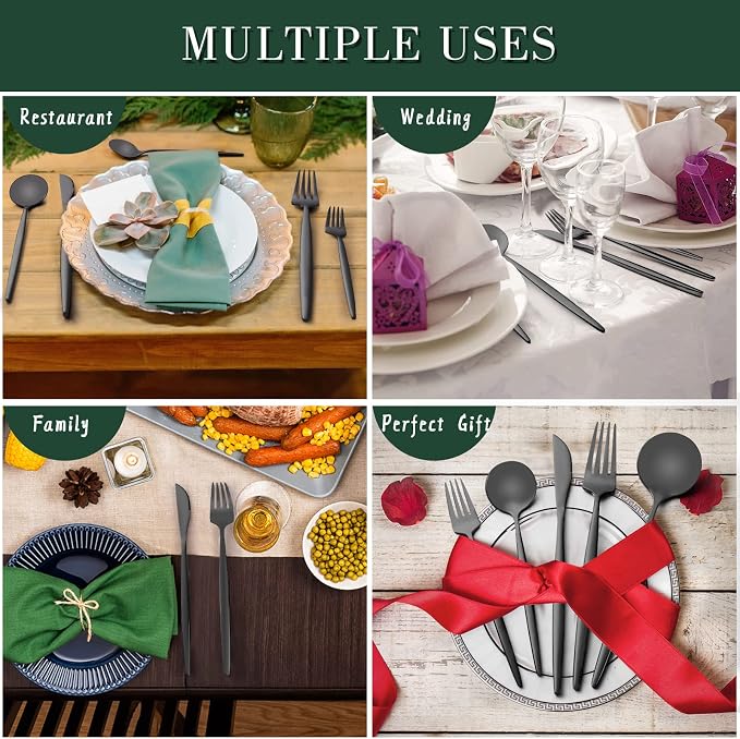 40-Piece Matte Black Silverware Set - Image 6