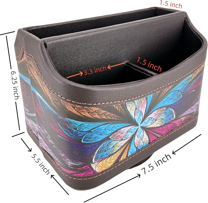 PU Leather Remote Control Holder, 360 Degree Spinning Desk TV Remote Caddy - Image 3