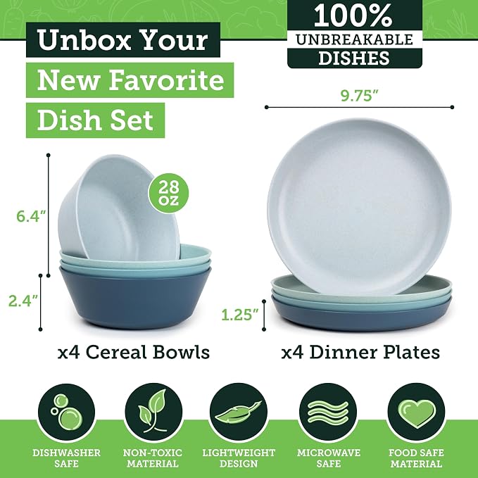 Grow Forward Premium Wheat Straw Plates and Bowls Sets - Image 3