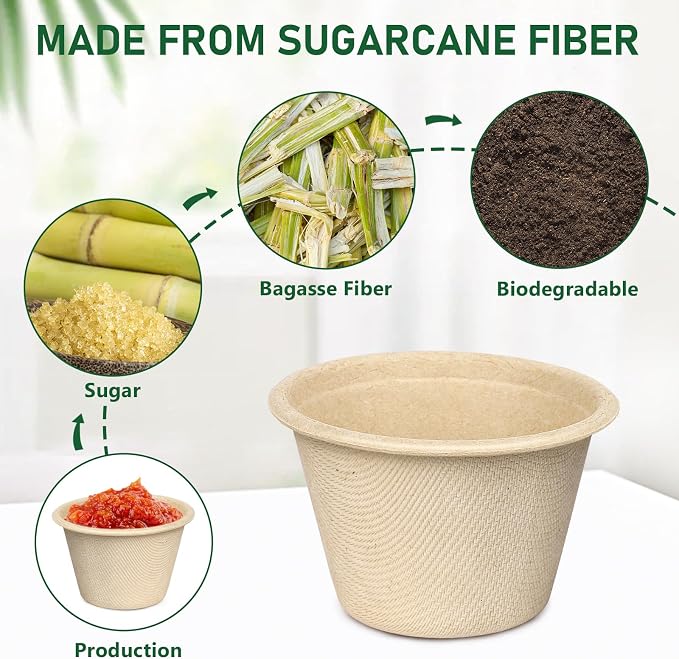 4 oz Small Paper Bowls, 100 Pack Compostable Natural | Biodegradable Natural - Image 6