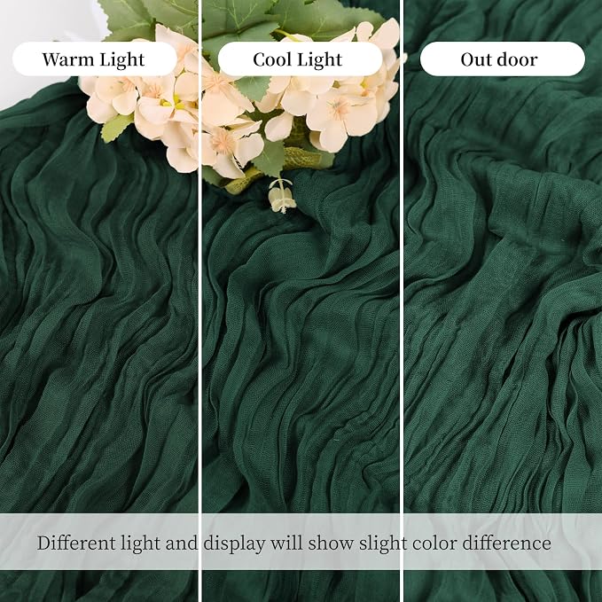 3 Pack Emerald Green Cheesecloth Table Runner, 17 x 108 Inch, Gauze Cheese - Image 6