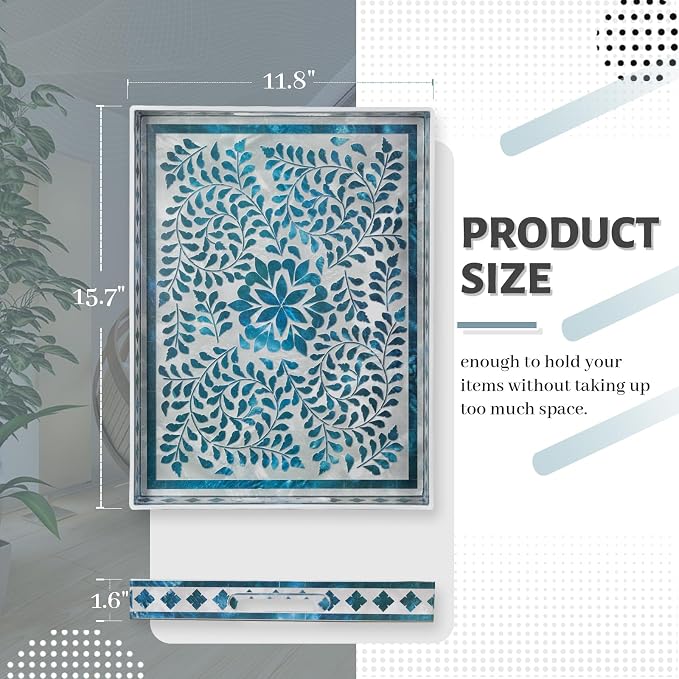 Blue Serving Trays, Plastic Rectangular Serving Tray - Image 3