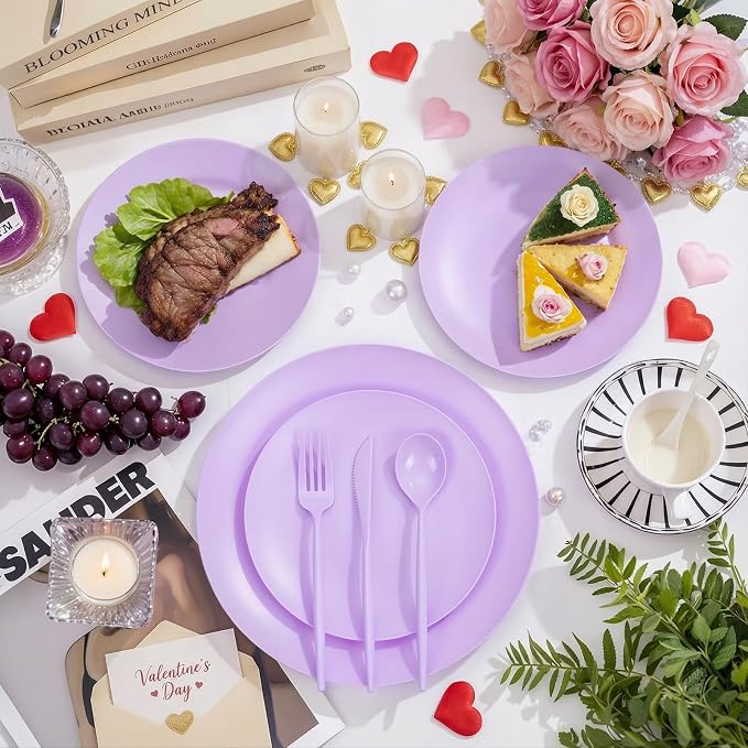 EI 150pcs Purple Plastic Plates - Image 4