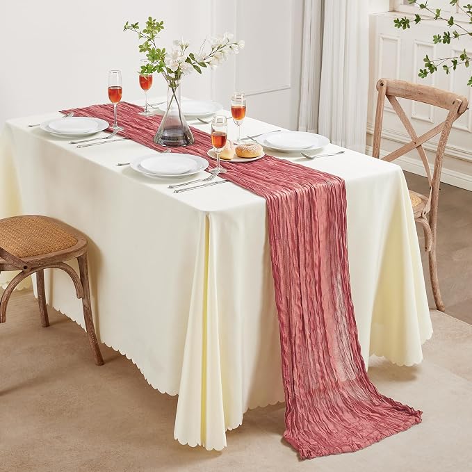 AGIRL 6 Pack Rose Cheesecloth Table Runner 10FT Long Boho Gauze Home Decor | - Image 7