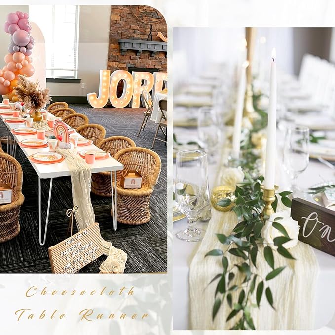 12 Pcs Beige Cheesecloth Table Runner 10FT Runner - Image 5