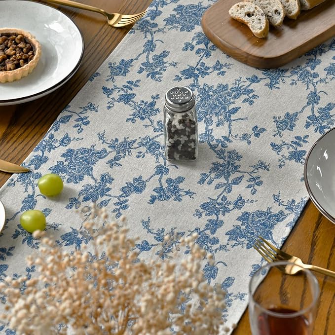 Artoid Mode Dark Grey 13x36 Inch Chinoiserie Table Runner | Monochrome sketch - Image 2
