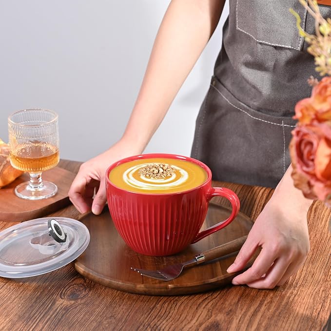 24oz Soup Mug with Handle & Lid, Microwave Soup Bowl/Cup, Ice Cream and - Image 5