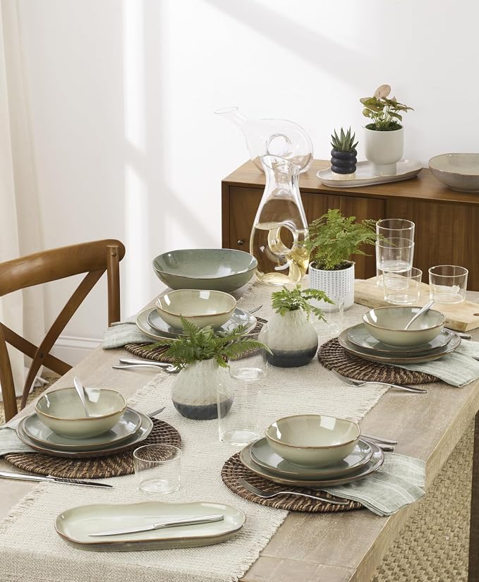 Oneida 897205 Organic Shades 12-Piece Dinnerware Set, Sage Green - Image 8