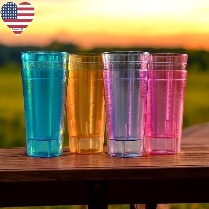 Oojami Set of 8 Plastic Tumblers, 20-Ounce Reusable Cups, BPA-Free & - Image 2