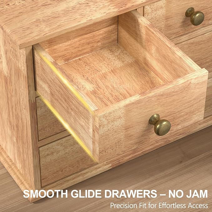 Oak Desk Organizer with Drawers, Durable Wooden Desktop Storage Box | 5 Drawer - Image 6