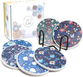 AD Set of 6 Coasters for Drinks Absorbing Round Ceramic Stone Coaster by AD