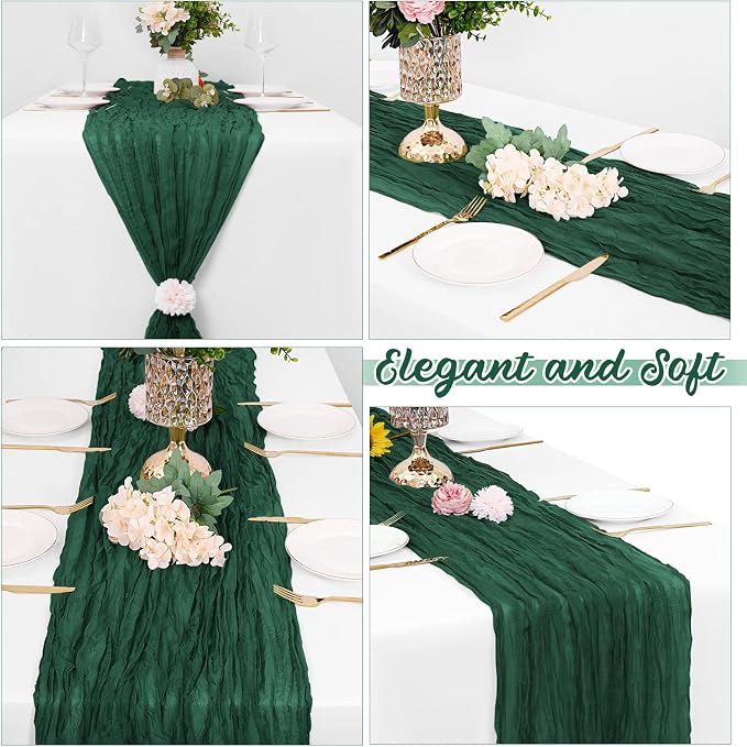 8 Pack Emerald Green Cheesecloth Table Runners 20x120 Inch Gauze Table Runner - Image 4