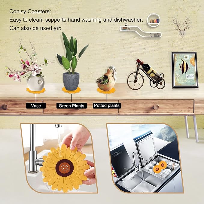 Conisy Flower Coasters for Drinks - Image 6