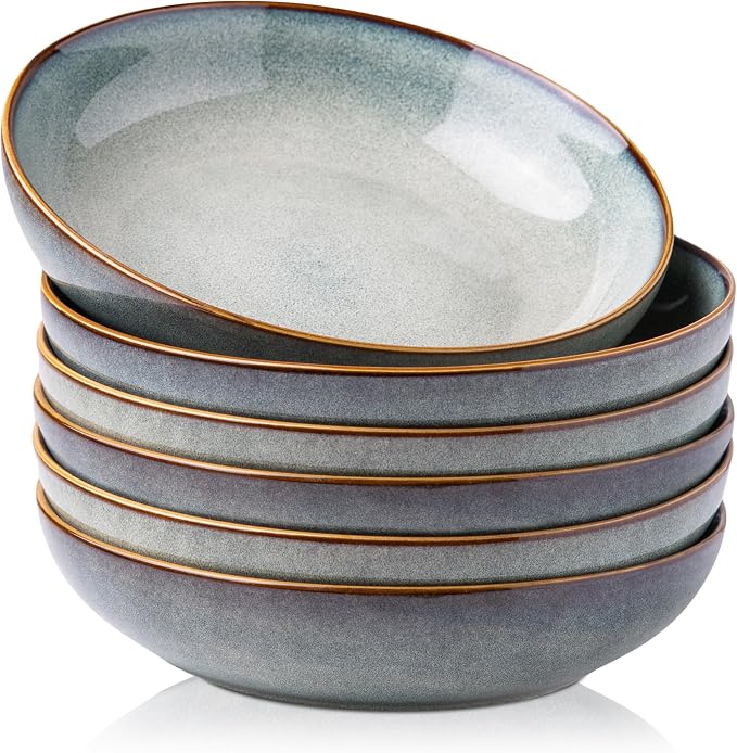 AmorArc 8.5’’ Ceramic Pasta Bowls Set of 6, 36oz Large Stoneware Bowls Set | by AmorArc