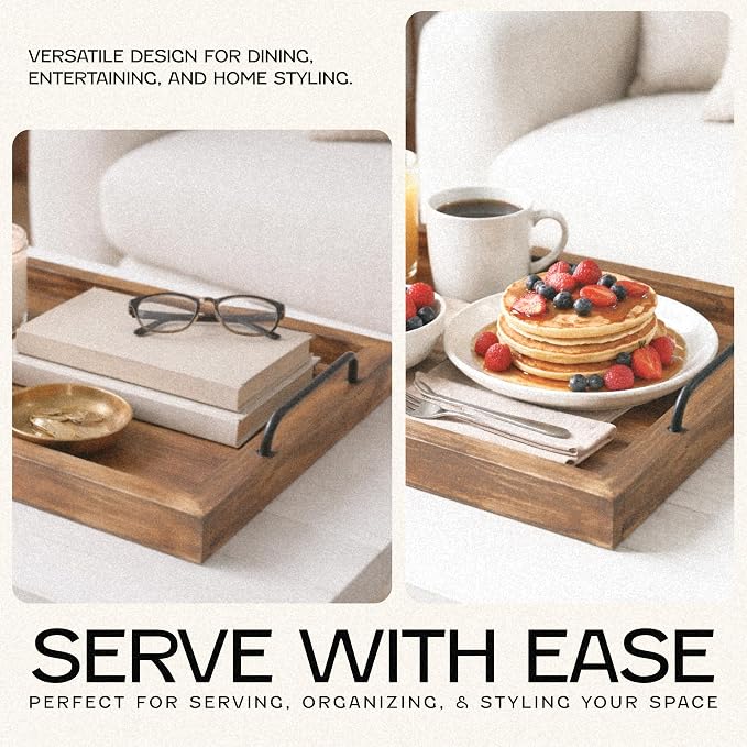 Besti Rustic Vintage Food Serving Trays | Nesting Wooden Board - Image 4