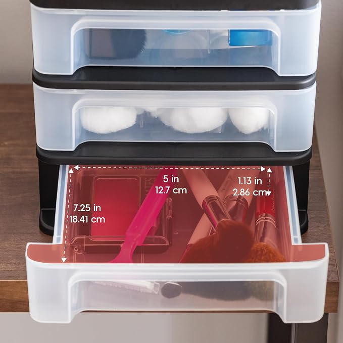 IRIS USA 4-Pack, 3-Drawer Small Plastic Stacking Desktop Organizer, stationery - Image 4