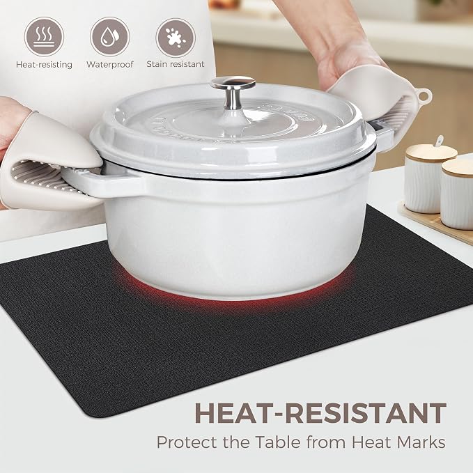 NCUE Vinyl Placemats Set of 12, Heat Resistant, Nonslip Faux Leather Waterproof - Image 2