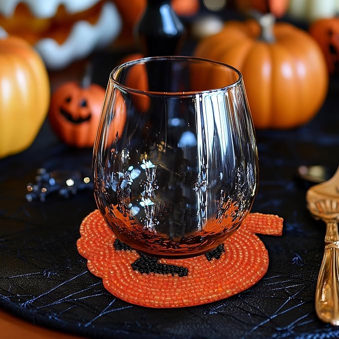 COTTON CRAFT Halloween Harvest Pumpkin Beaded Coasters - Image 2